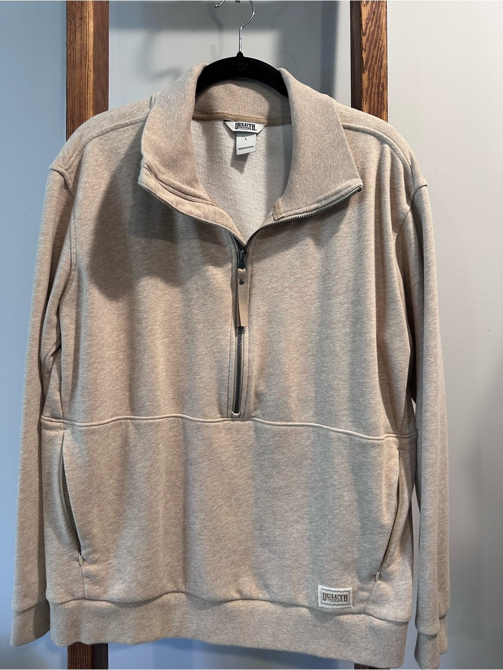 Duluth Trading Co women’s Light Beige Half-Zip Pullover Sweater